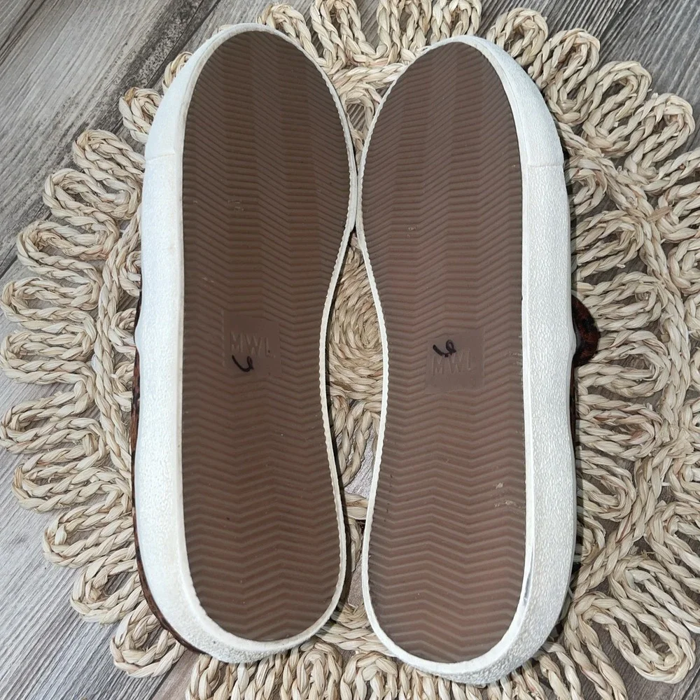 Madewell Women's 8 Sidewalk Slip On Sneakers Real Calf Hair Leopard‎ Print